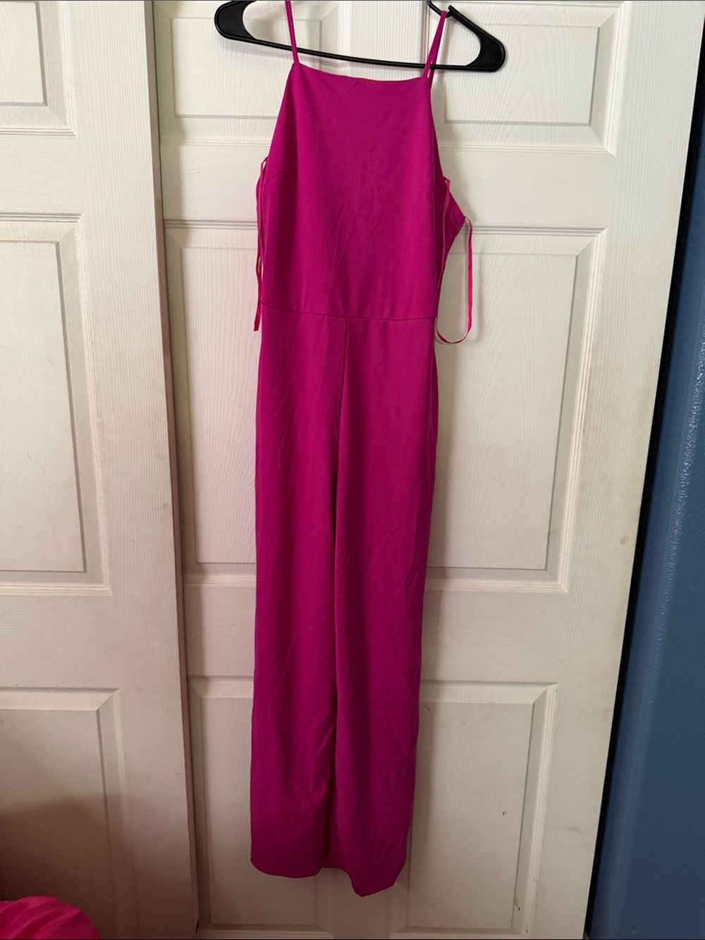 Fuchsia Spaghetti-Strap Wide-Leg Jumpsuit